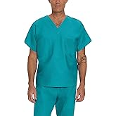 Landau Essentials Unisex Relaxed Fit 1-Pocket V-Neck Scrub Top 7502 Teal