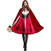 ANIMECOSER Little Red Riding Hood Costume Halloween Cloak Christmas Cosplay Dress with Hooded Cape for Women