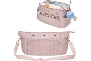 KarSyon Crochet Bag Yarn Bag Storage Organizer Knitting Bag For Crocheting Accessories Crochet Hook Case Gifts For Crafters (Pink)