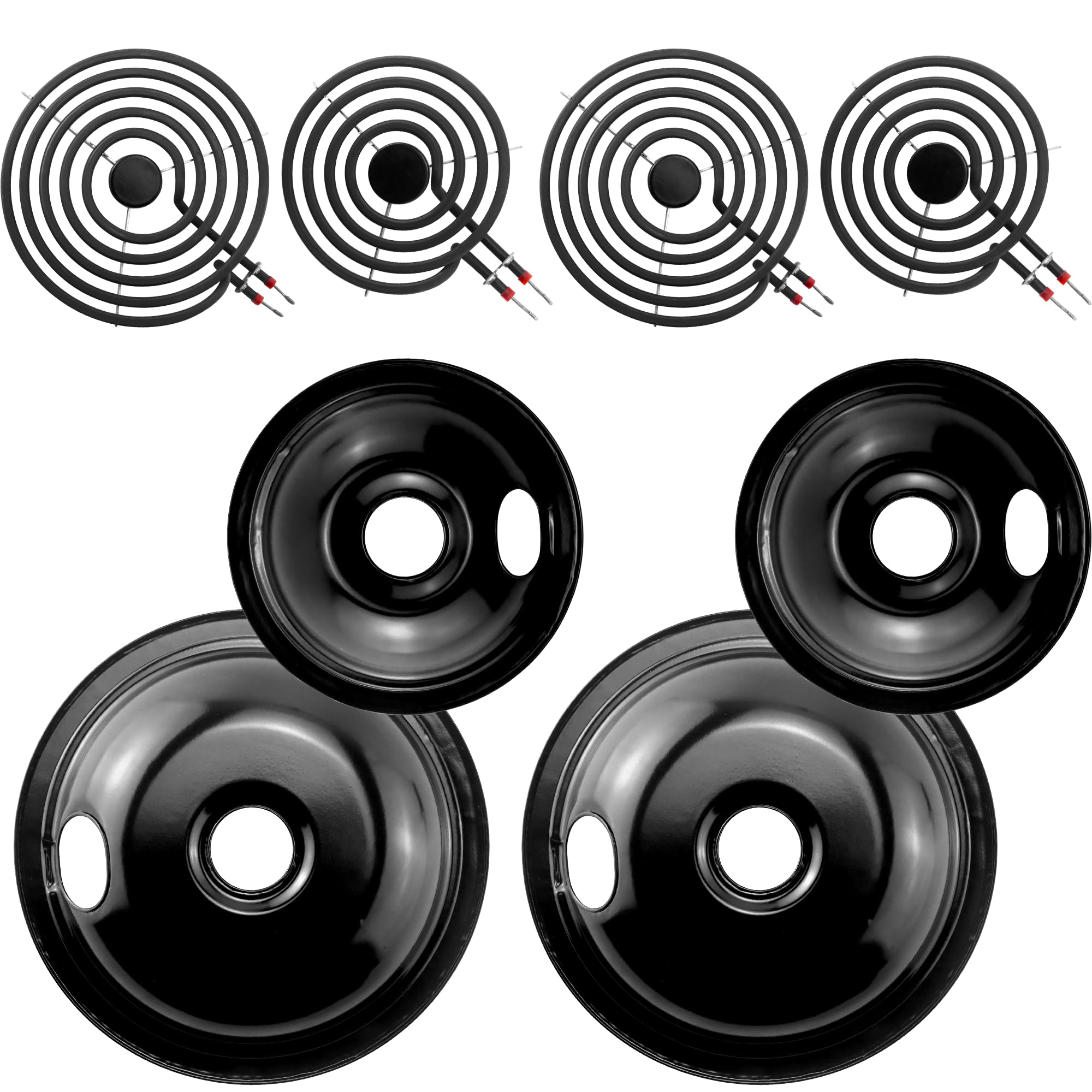 Photo 1 of Electric Stove Burner Replacement Compatible with Frigi-daire Tap-pan Range Oven 5304430149 5304430150 Black Drip Pans with Electric Burner Element MP15YA MP21YA Replaces 318067041 318067051 by TOMOON