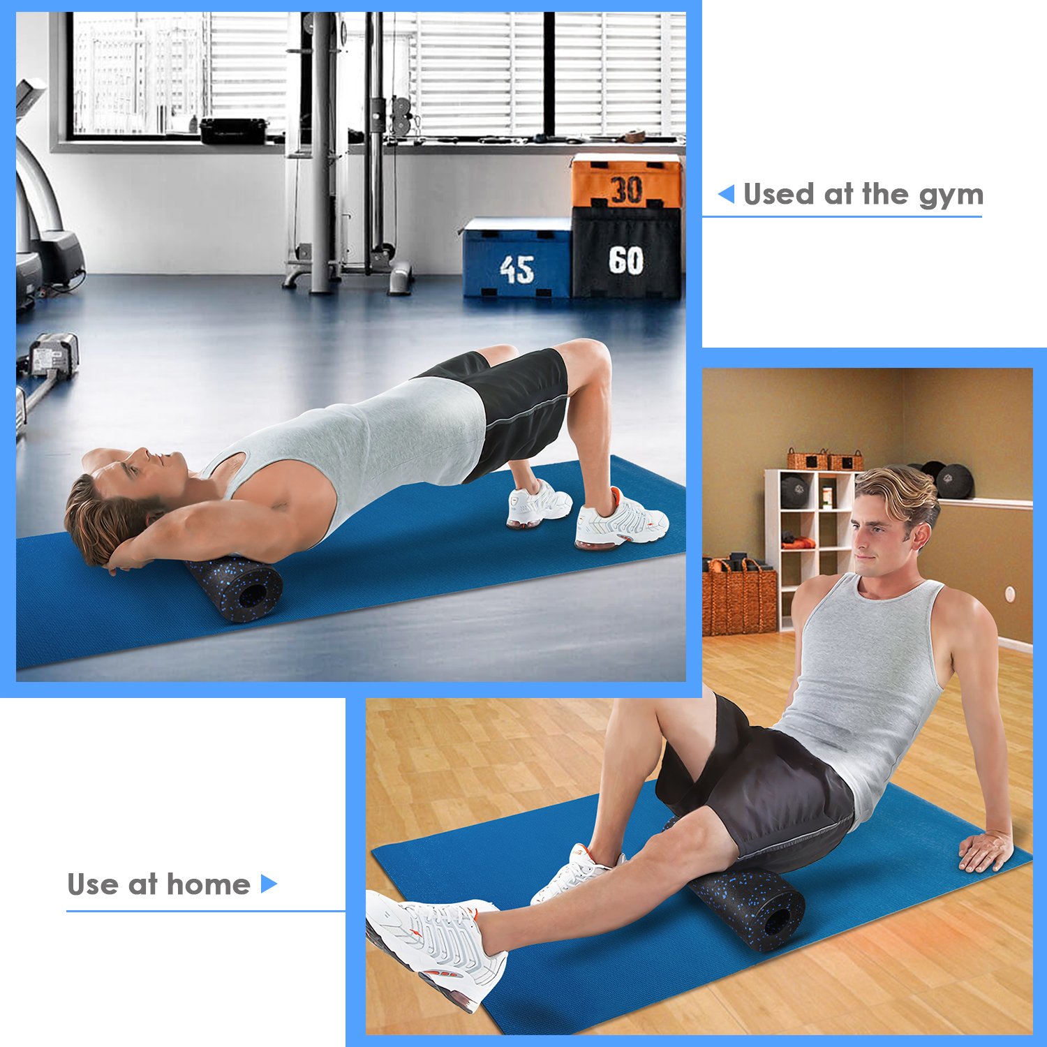 INTEY Foam Roller Rouleau Massage en Mousse pour Massage en Profondeur, Détente Myofasciale, Douleur Musculaire et Soulagement de la Raideur