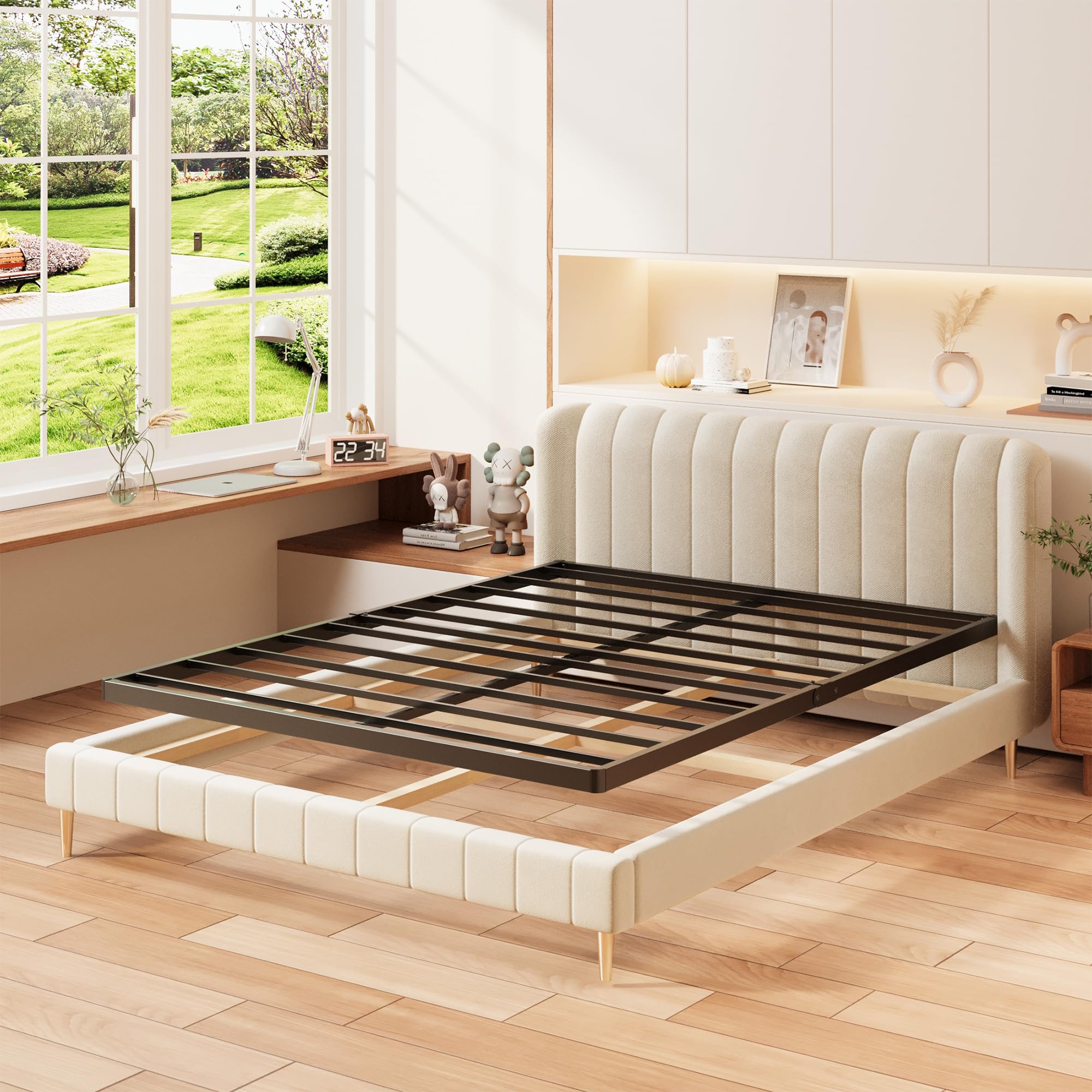 Photo 1 of Yicensen 1.6 Inch Bunkie Board King Low Profile Heavy Duty Metal King Size Box Spring Bed Base, Sturdy Mattress Foundation, Easy Assembly, Noise Free, Black