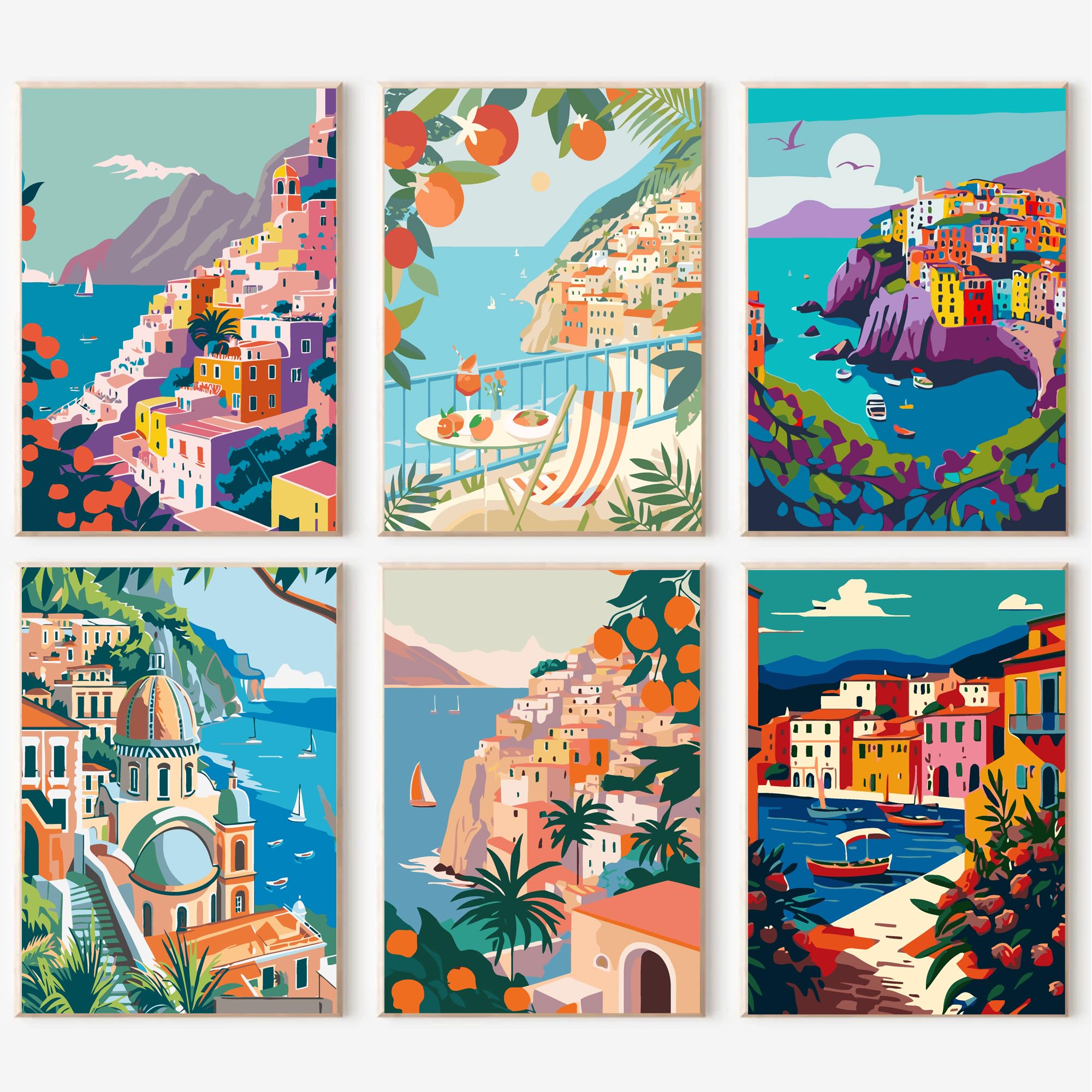 Photo 1 of cupmod 6 Packs Scenery-Cityscape Paint by Numbers Kit for Adults,DIY Watercolor Acrylic Oil Painting Landscape Paint by Numbers Kits on Canvas,Adults Paint by Numbers Kits for Home Decor 9.8x12.8inch