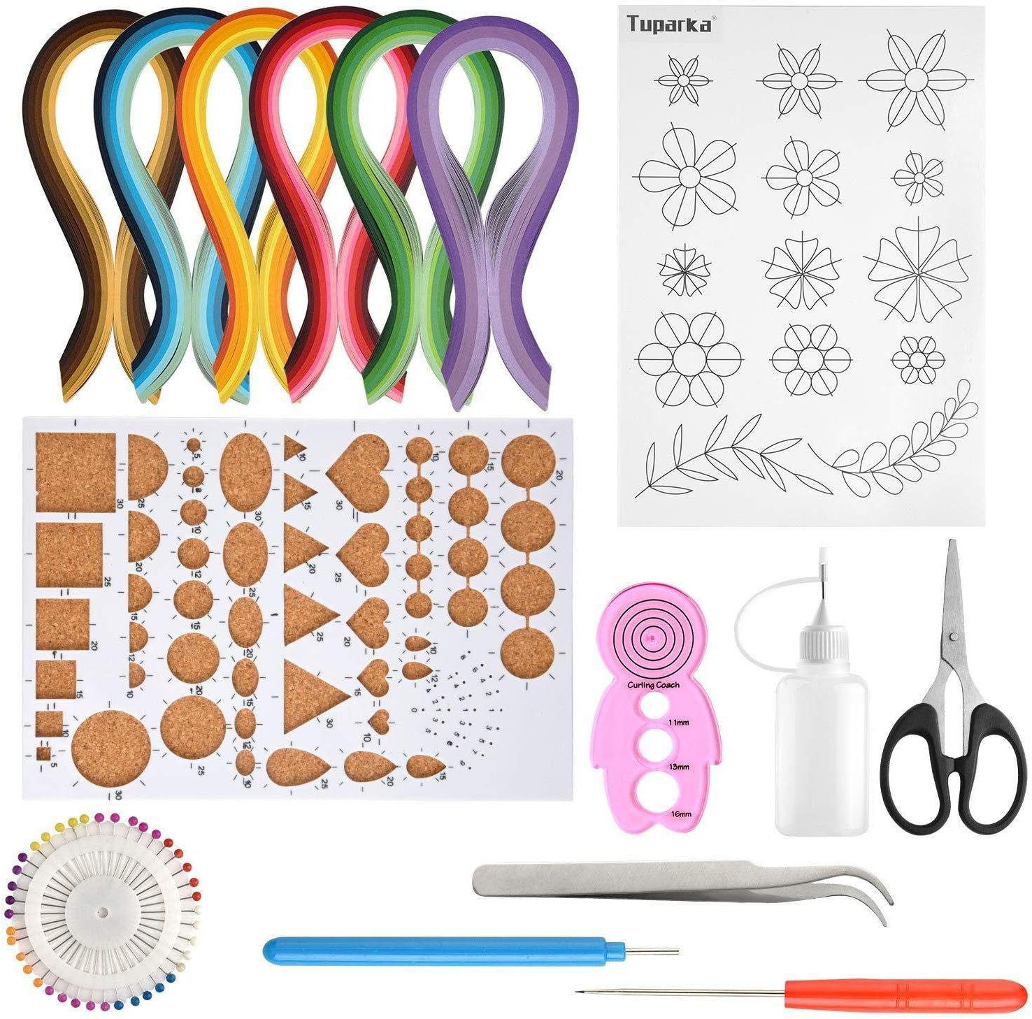 WopenJucy 15 PCS Paper Quilling Kits with 29 Colors 600 Strips Quilling Paper DIY Design Drawing Handcraft Tool