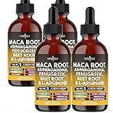 Organic Maca Root Liquid Drops with Ashwagandha, Nettle, Fenugreek, Beet Root and L-Arginine Liquid Multivitamin for Women and Men - 8oz