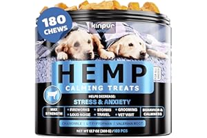 Kinpur Pet Care Calming Chews for Dogs - Dog Calming Treats with Hemp Oil, Valerian Root, Vitamin B - Dog Anxiety Relief, Separation, Fireworks, Thunderstorms - for All Breeds