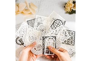 Diuhofart Scrapbook Cutouts Paper Lace for Scrapbooking Supplies Frames, 80 Pcs Vintage Scrapbook Paper Window Cutout for Junk Journaling, Card Making,DIY Craft Album Planners Embellishments