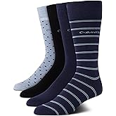 Calvin Klein Mens Dress Socks - 4 Pack Soft Cotton Blend Crew Length Work Socks for Men for Casual Business & Formal Wear