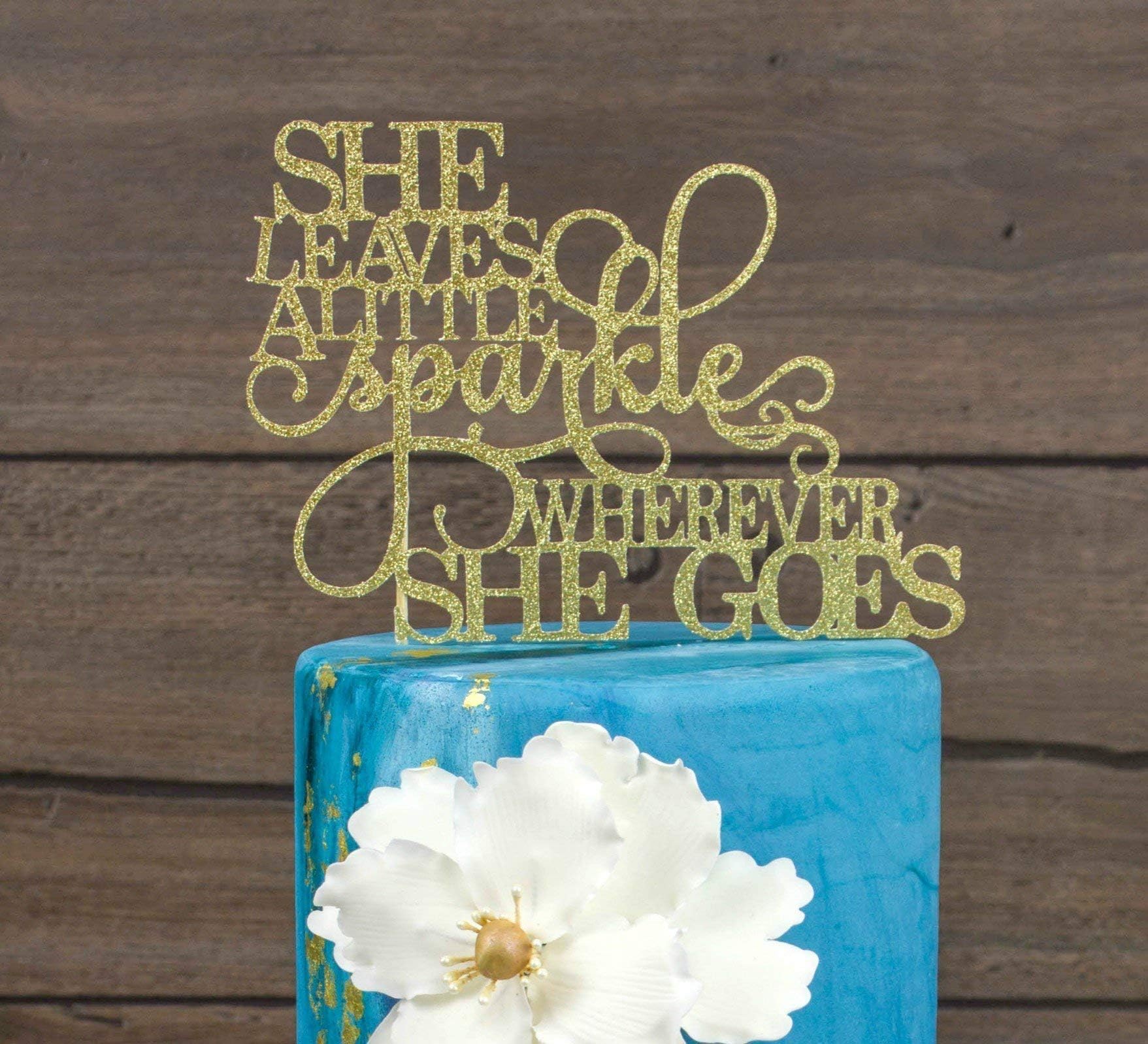 she leaves a little sparkle wherever she goes baby shower cake topper,Kate Spade Inspired Party Decor, first birthday, 30th birthday, party