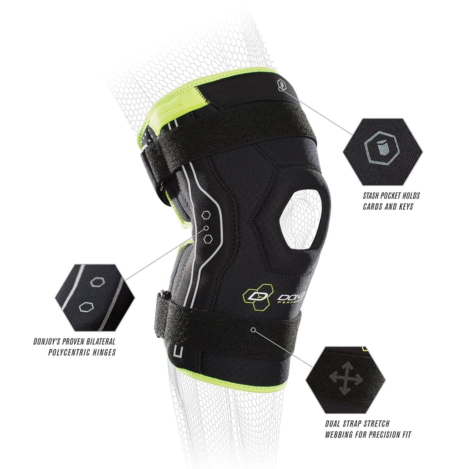 Adjustable Patella Support Hinged Water Sports Meniscus Hockey ACL, MCL, LCL Lateral / Medial