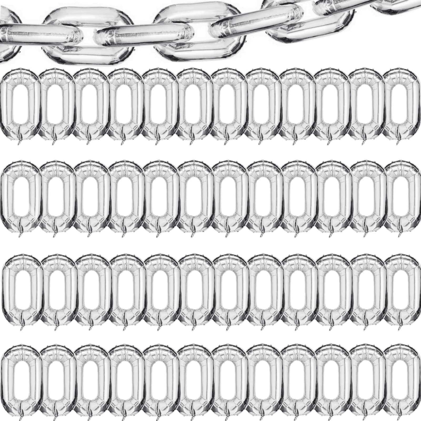 Photo 1 of Virtue morals 48 Pcs 16 inch Foil Chain Balloons, Jumbo Chain Balloons for 80s 90s Party Decorations Giant Balloon Chain Balloons - Silver