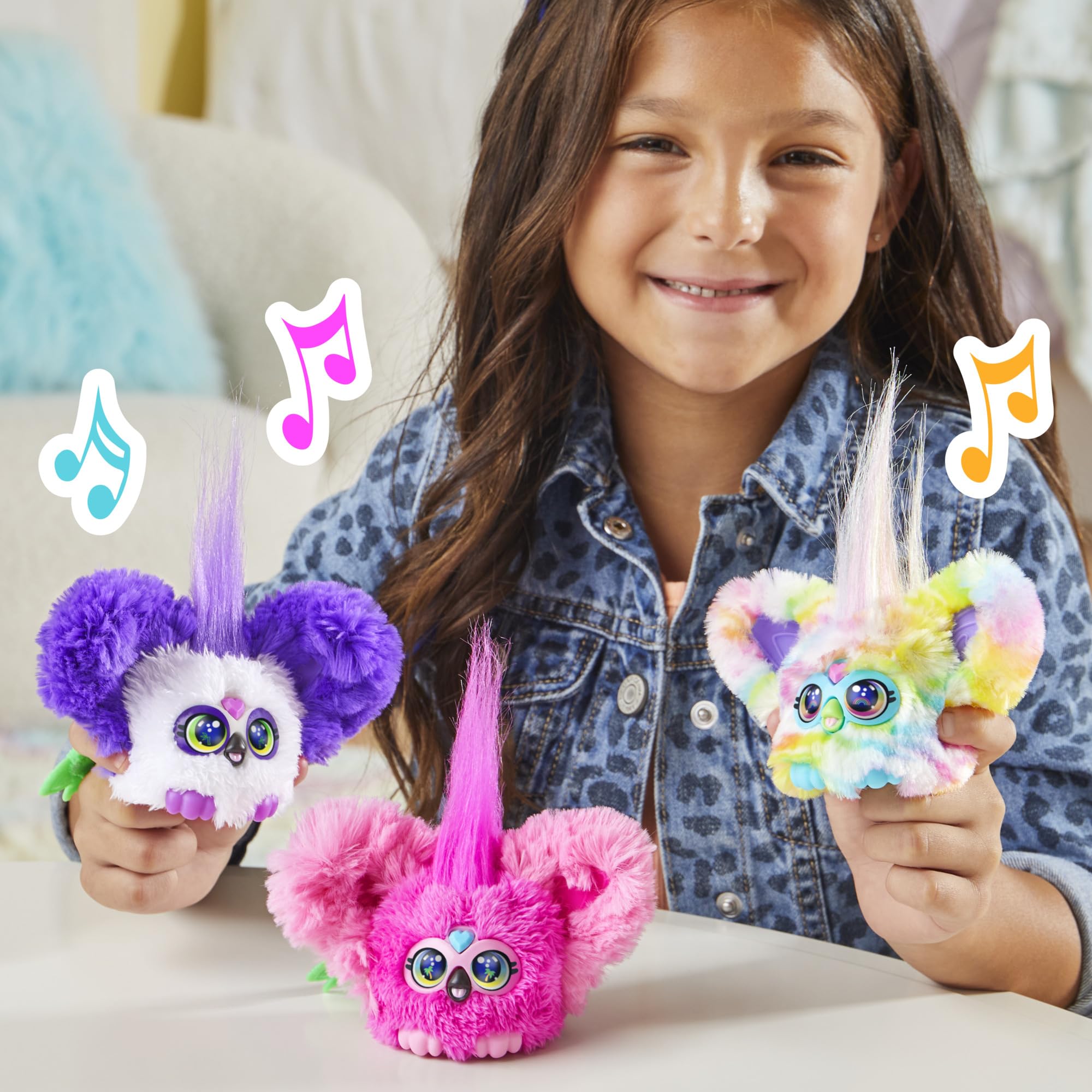 Furby Furblets Chee-Chee Mini Friend, Electronic Plush Toys for Girls & Boys, Cheetah Print, Speaks Furbish & Plays Music, Series 5, Back to School Gifts, Ages 6+