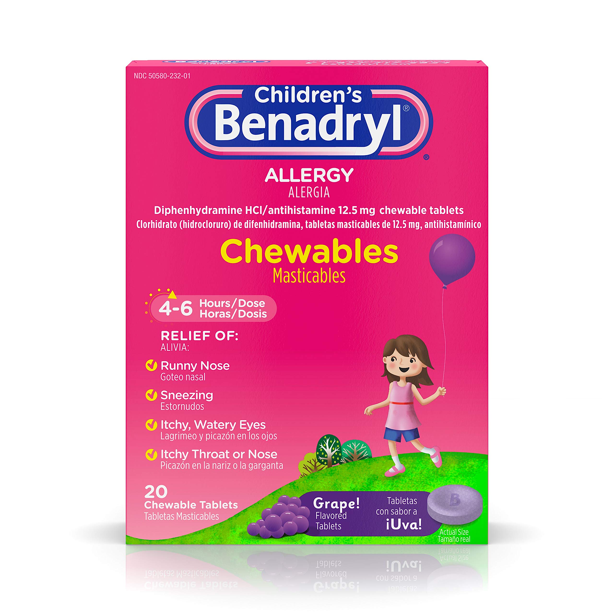 Benadryl Children's Allergy Chewables, Grape, 20 Count Buy Online in