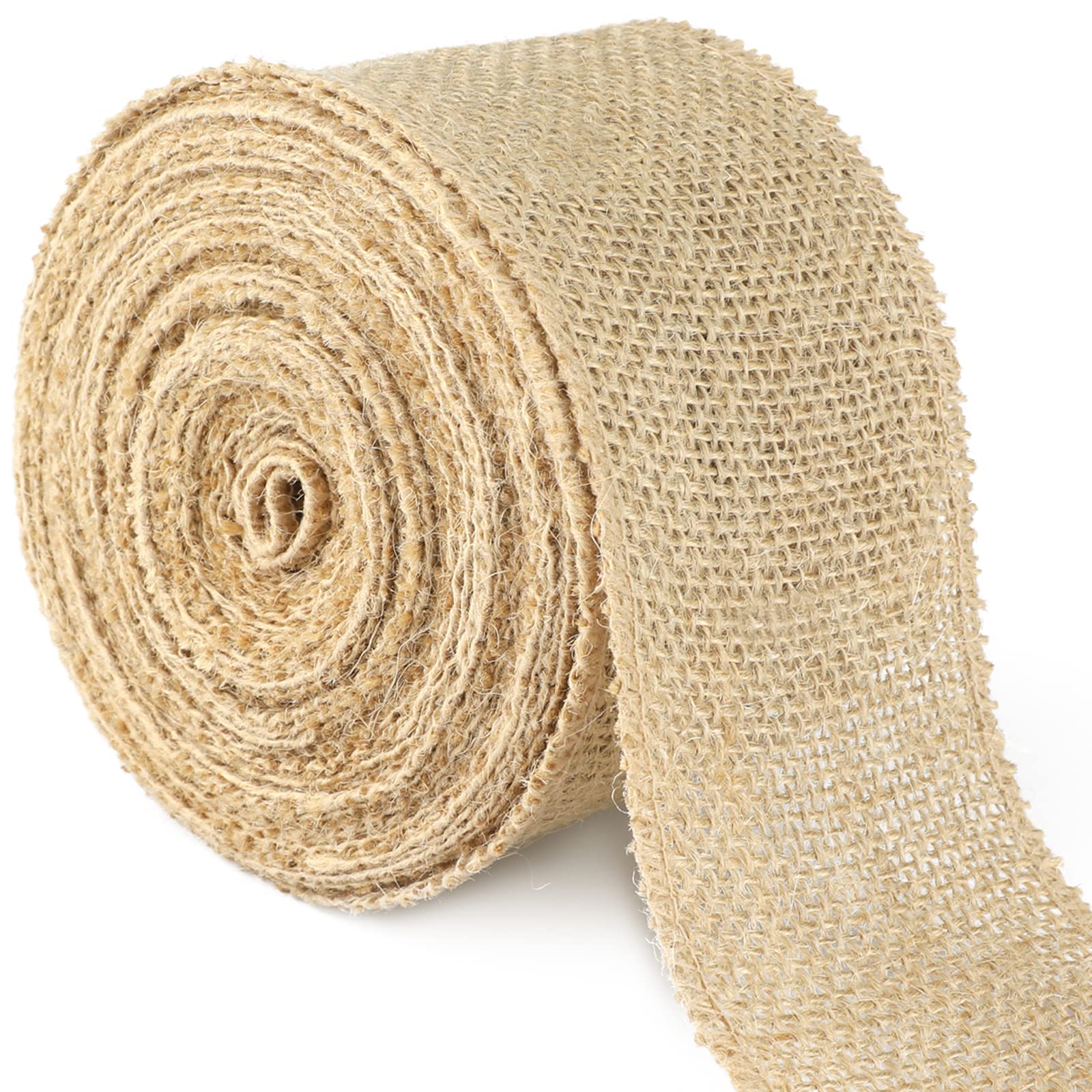 G2PLUS 8CM Jute Burlap Ribbon - 10M Rustic Hessian Ribbon - Craft Jute Band for Decorating Wedding Gifts and Christmas Wreaths Project