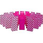 Hallmark Pink Party Favor and Wrapped Treat Bags, Assorted Designs (30 Ct., 10 Each of Chevron, White Dots, Solid) for Valentines Day, Baby Showers, Bridal Showers, Birthdays, Care Packages, May Day