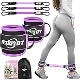 NTIUYOT Ankle Resistance Bands with Cuffs, Workout Sets for Women, Resistance Bands for Working Out, Exercise Band for Leg Booty, Home Gym Workout Equipment, Ankle Weights Fitness Band Set