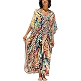 Kaftan Dresses for Women Side Split Caftan Bathing Suit Cover Up Casual Long Beach Loungewear Dress