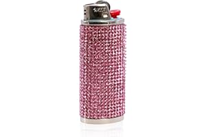 HUMWE Bling Rhinestone Crystal Lighter Case Cover Sleeve Metal Lighters Holder for Bic Standard Size Lighter J6