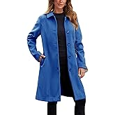 UANEO Womens Peacoat Faux Wool Blend Single Breasted Long Trench Coat Dress Overcoat Winter with Pockets