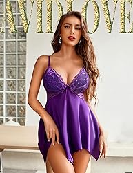 Avidlove Women Lingerie Satin Lace Chemise