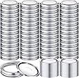 100 Pieces Canning Jar Lids and Bands Set Split-type Lids with Silicone Seals Rings Leak Proof and Secure Canning Jar Caps (70 mm, Silver)