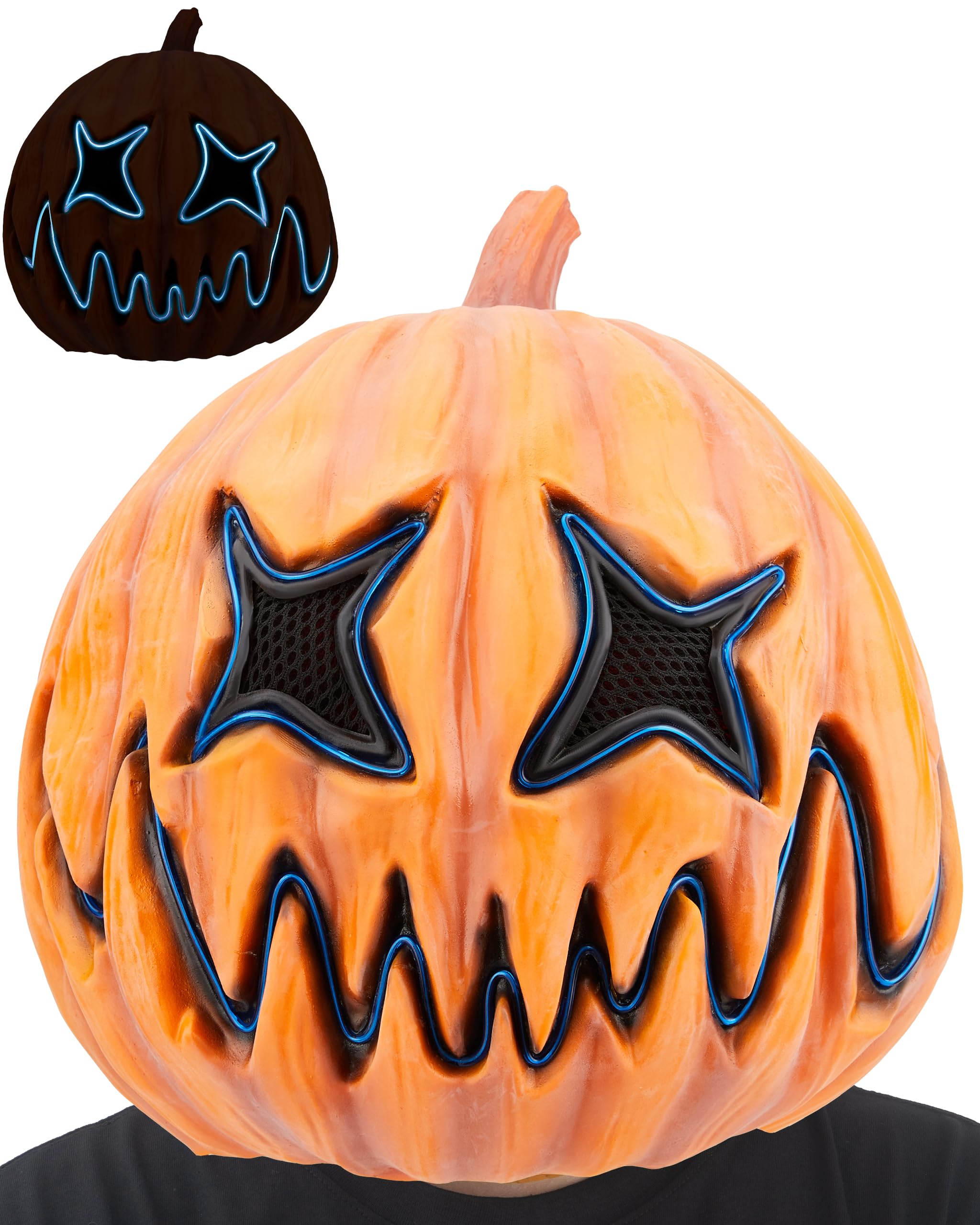 Photo 1 of AQKILO Pumpkin Mask Scary Latex Full Head Masks Fancy Dress for Halloween Carnival Costume Party-Blue