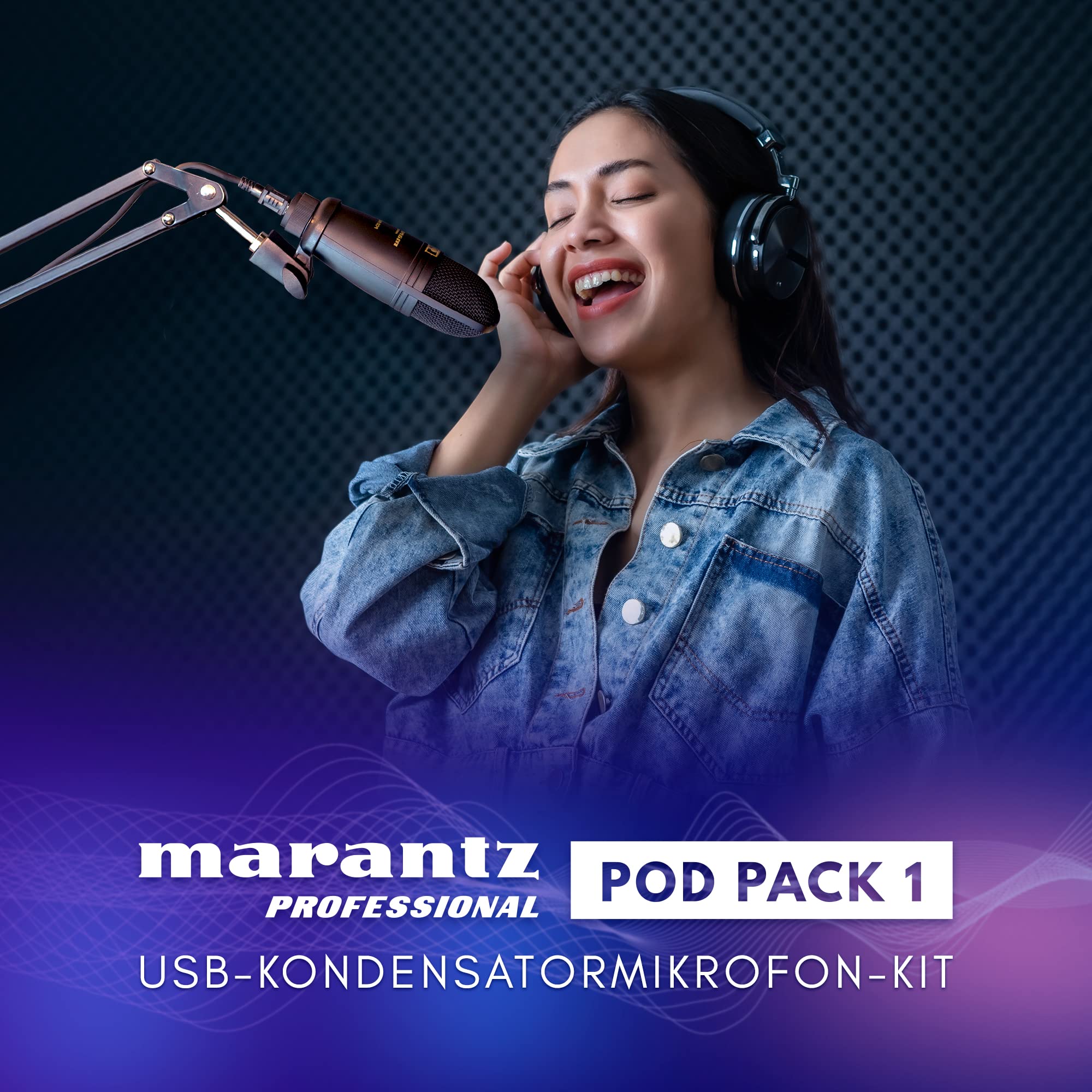 Marantz Professional Pod Pack 1 - USB Kondensator Mikrofon Kit für Gaming, Streaming und Podcasting mit integriertem Audio Interface, verstellbarem Mikrofonarm, Tischklemme, Plug-und-Play 10