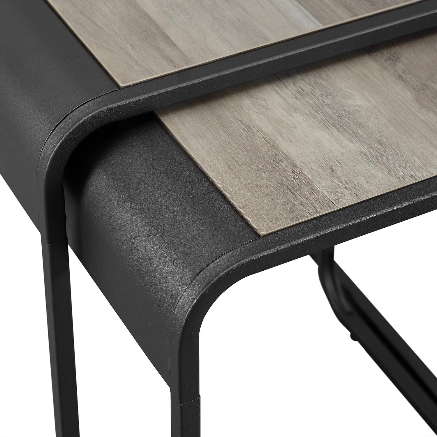 Walker Edison Furniture Company Curved Metal Frame Nesting Side Accent Set Living Room Storage End Table, Grey Wash: Furniture & Decor