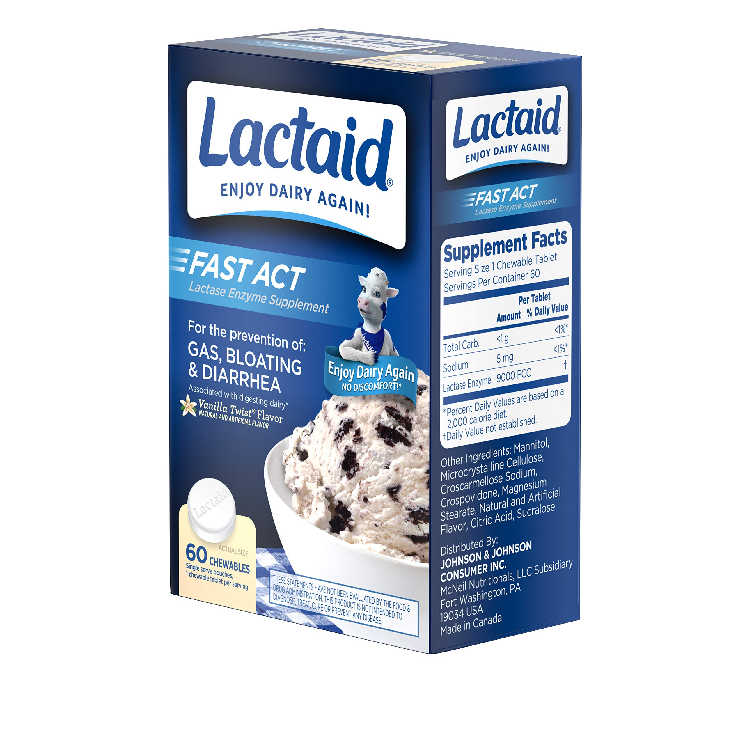 Lactaid Fast Act Lactose Intolerance Chewables with Lactase Enzymes
