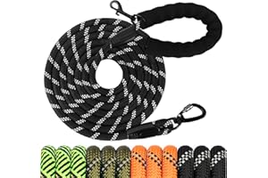 Training Leash for Dogs 10FT 15FT 30FT 50FT 100FT, Long Rope Leash for Dog, Nylon Rope Dog Leash with Comfortable Padded Hand