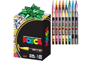 posca Paint Markers, 3M Fine Acrylic Markers with Reversible Tips, Art Supplies For Gifts, Decorations, Fabric, Metal, Windows, and Canvas, Assorted Colors, Set of 24