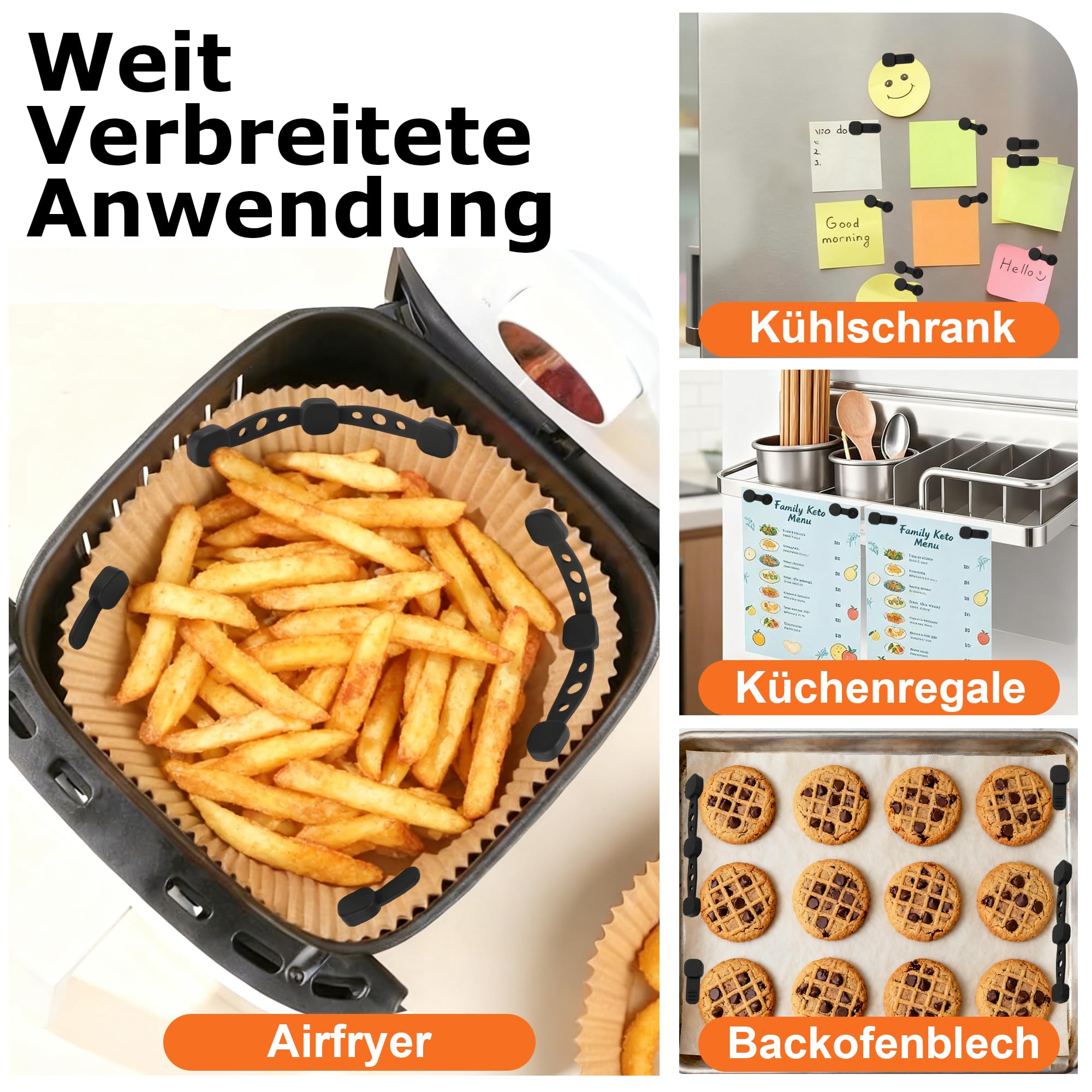 12 Stück Magnete für Airfryer Backpapier, hitzebeständig zum Kochen, Backen 7