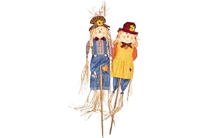 Worth Imports 2641 Scarecrow On Pole (Set of 2), 5', Blue Yellow, 2 Count