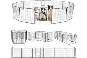 Tavata Heavy Duty Metal Dog Playpen for Outdoor, 8/16 Panels 24"/32"/40" Height Rustproof Pet Fence with Doors for Large/Medium/Small Dogs, Yard,Camping