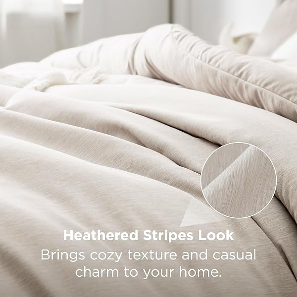 BEDSURE QUEEN COMFORTER SET – BEIGE SOFT BEDDING FOR ALL SEASONS, CATIONIC DYED BED SET, 3 PIECES, 1 QUEEN SIZE COMFORTER (90″X90″) AND 2 PILLOW SHAMS (20″X26″+2″)
