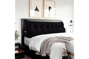 BNCKTRD Headboard Wedge Pillow Large Bolster Triangle Reading Pillow King Size Bed Rest Back Support Pillow for Sitting up in Bed Daybed Couch Backrest Cushion Velvet Black