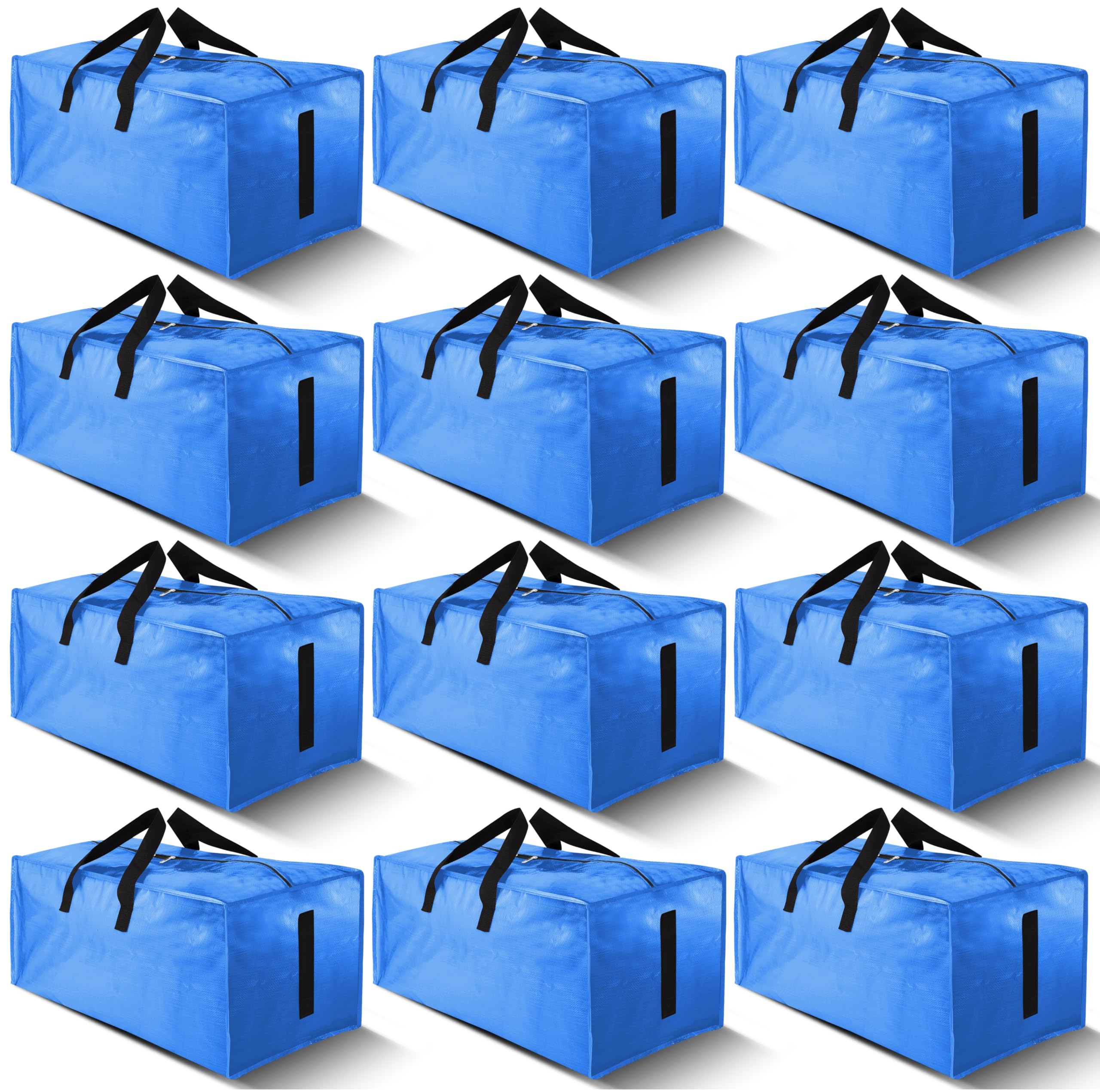 Photo 1 of HOMESURE 12 Pack Large Strong Moving Bags with Zippers & Carrying Handles - Water-Resistant - Heavy Duty Storage Tote for Space Saving, Fold Flat, Alternative to Moving Box (Sky Blue)
