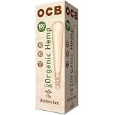 OCB Organic Hemp Unbleached Pre-Rolled Rolling Paper Cones 1-1/4 (84mm) Size - 100 Cones
