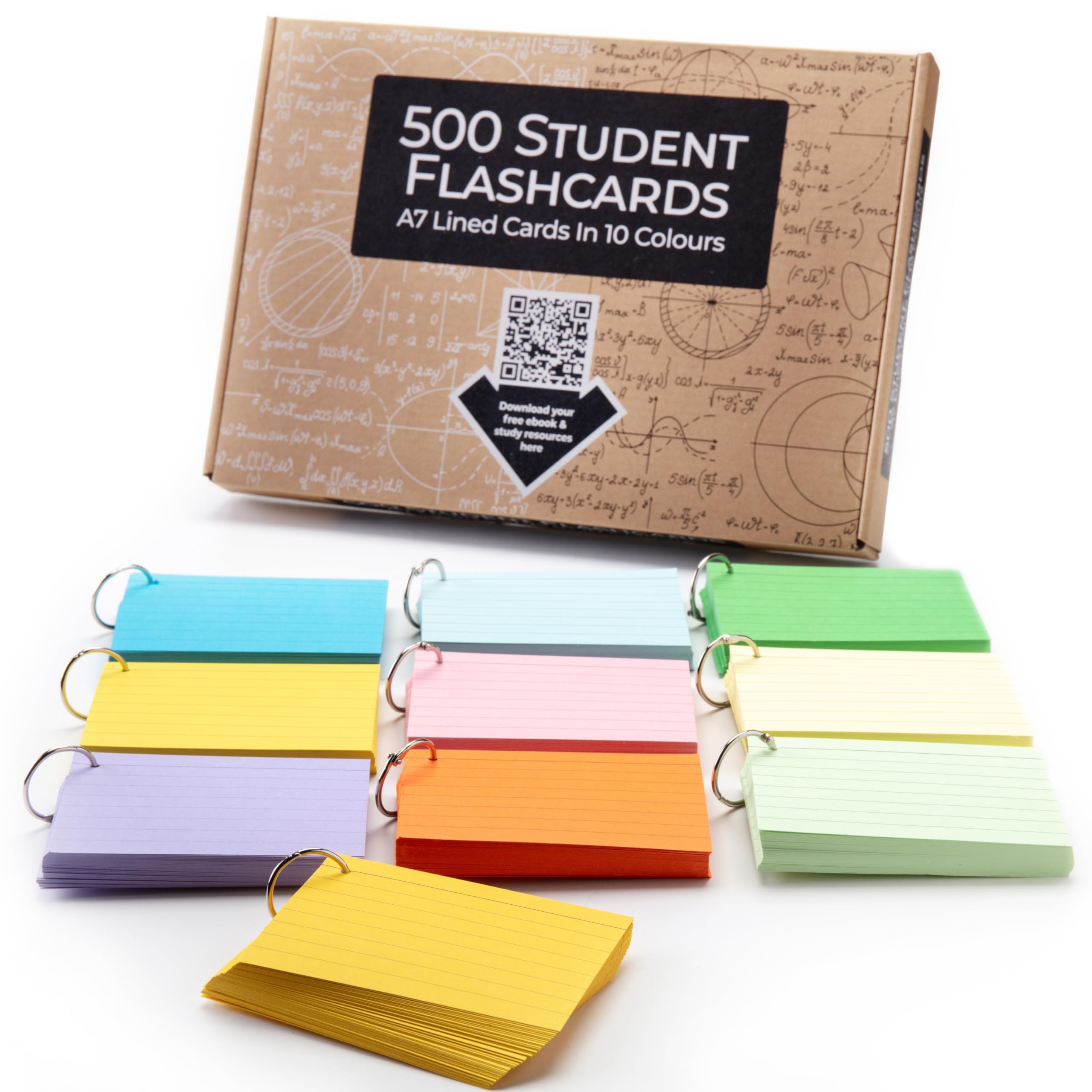 500 A7 Revision Flash Cards with Colours & Study Guide – Verbier Collection | Premium Quality, Blank Cards for Exams, Cue Cards, Index Cards, Study Notes