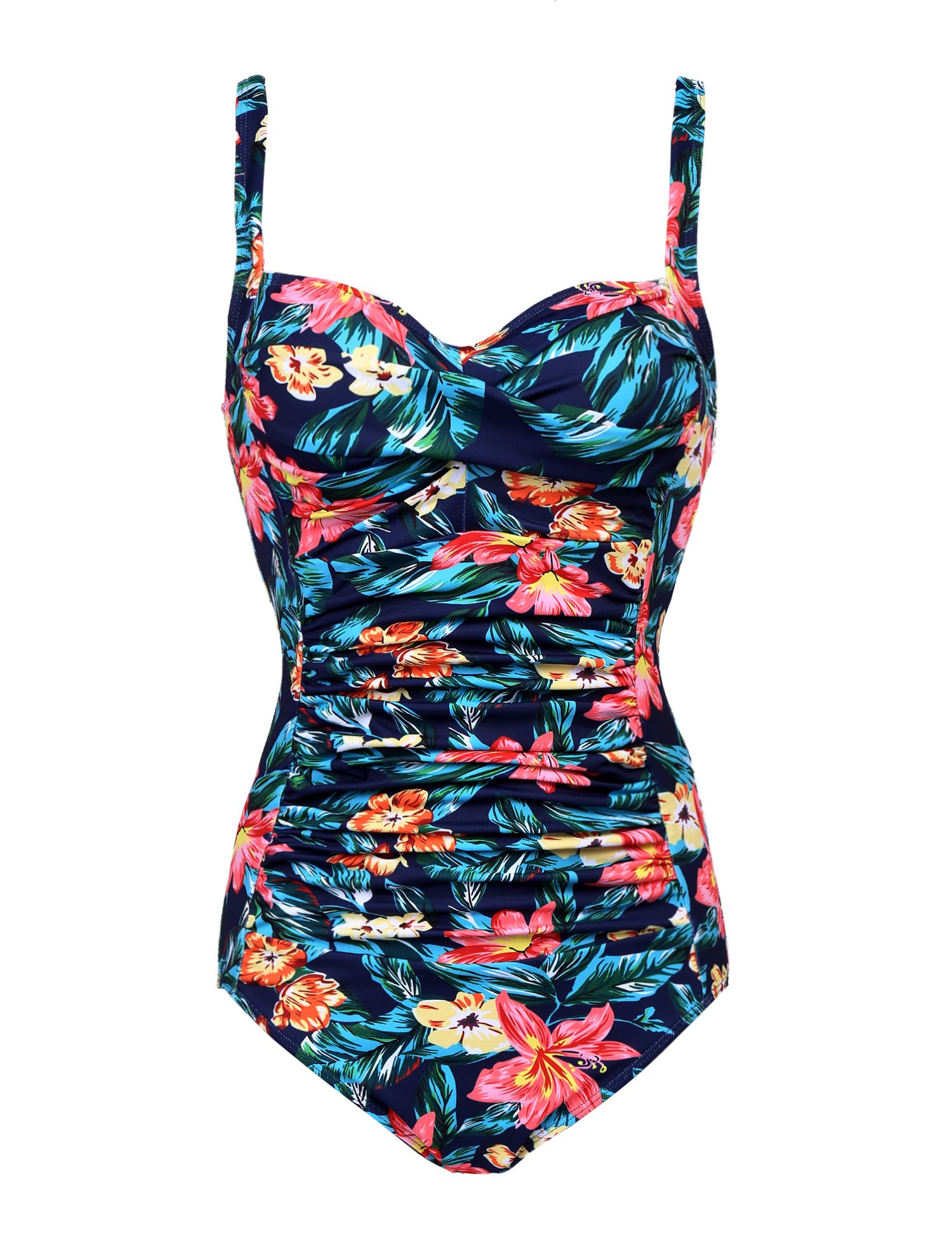 Womens One Piece Swimsuit Elegant Inspired Vintage Pin up Monokinis Tummy Control Swimwear Shirred Bathing Suits