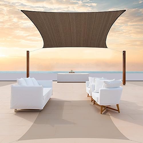 ColourTree CTAPR1218 Custom Size 6' x 10' Brown Sun Shade Sail Canopy UV Block  Rectangle - Commercial Standard Heavy Duty - 190 GSM - 3 Years Warranty