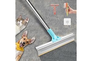 FITROBUST 2 in 1 Carpet Rake for Pet Hair Removal, Reusable Pet Hair Remover, 54” Adjustable Long Handle Cat Dog Carpet Rake Scraper, Dog Hair Rake Brush for Rugs, Mats, Couch, Furniture