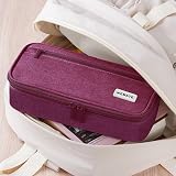 WEMATE Large Pencil Case 9 x 4.3 x 2.4in 5 Compartments Canvas Purple Red view 7