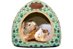 BWOGUE Guinea Pig Bed Warm Cave Beds Hamster House Large Hide-Out for Rabbit Guinea Pigs Bearded Dragon Rats Winter Warm Cage Nest,Green