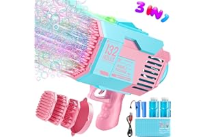 Huge Wave Bubble Machine Gun for Kids, 3-in-1 Holes Bubble Gun Toys for 3 4 5 6 7 8+ Year Old Boys Girls, Summer Toy Gift for Outdoor Indoor Birthday Wedding Party Favor