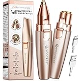 VG VOGCREST Eyebrow & Facial Trimmer: 2 in1 Rechargeable Facial Hair Removal & Eyebrow Shaver - Body Razor with Built-in LED Light (Rose Gold)