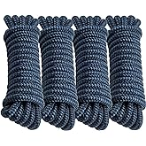 PropelTech 4 Pack 1/2" x 15’ Boat Dock Lines for Boat & Pontoon, Premium Marine- Grade Double Braided Nylon Dock Line, Pre-Spliced with a 12" Eyelet-Navy Blue,Boating Gifts for Men