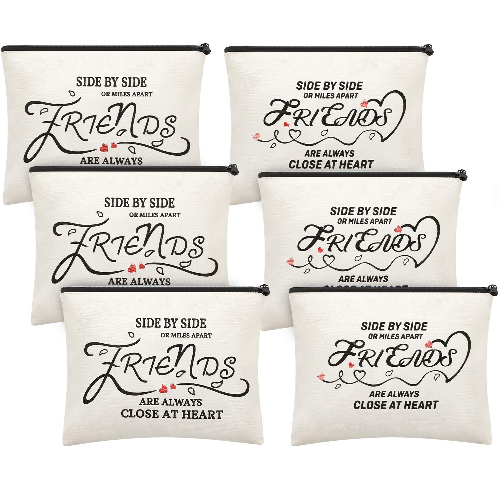 6 Pieces Good Friends Presents Cosmetic Bags Friendship Makeup Bag Portable Makeup Pouch Toiletry Makeup Holders for Friends Women Makeup Travel Retirement Birthday Anniversary Present