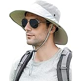 Koreshion Mens Sun Hat Wide Brim Breathable Mesh UPF 50+ Waterproof Fishing Hat Safari Hat Foldable Boonie Cap