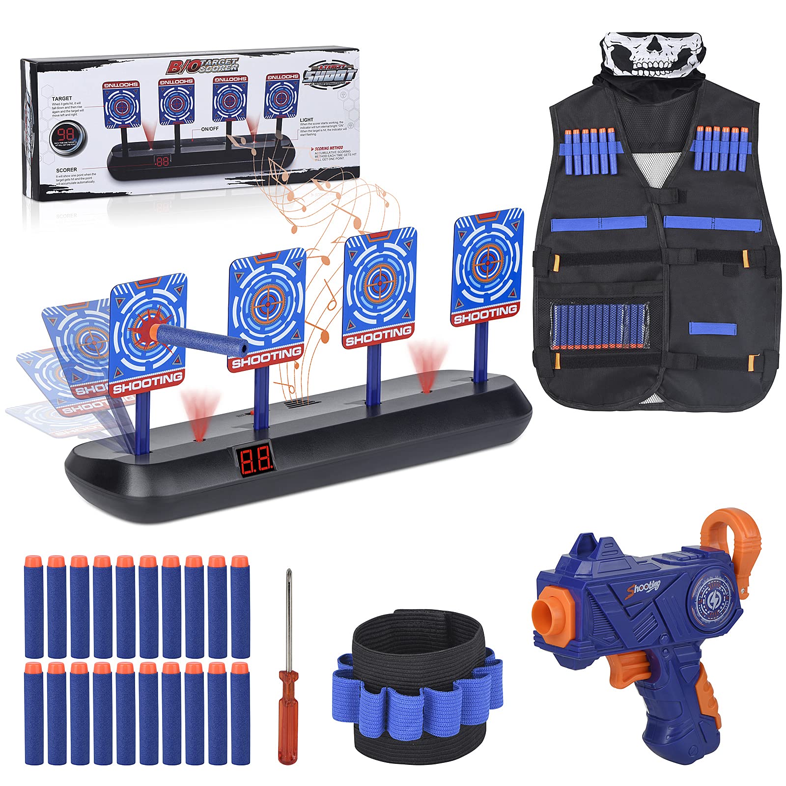 Nerf Target, Electronic Digital Target for Nerf Guns, Funny Gifts for 5-10 Year Old Boys, Outdoor Games, Garden Toys, Thanksgiving Gifts